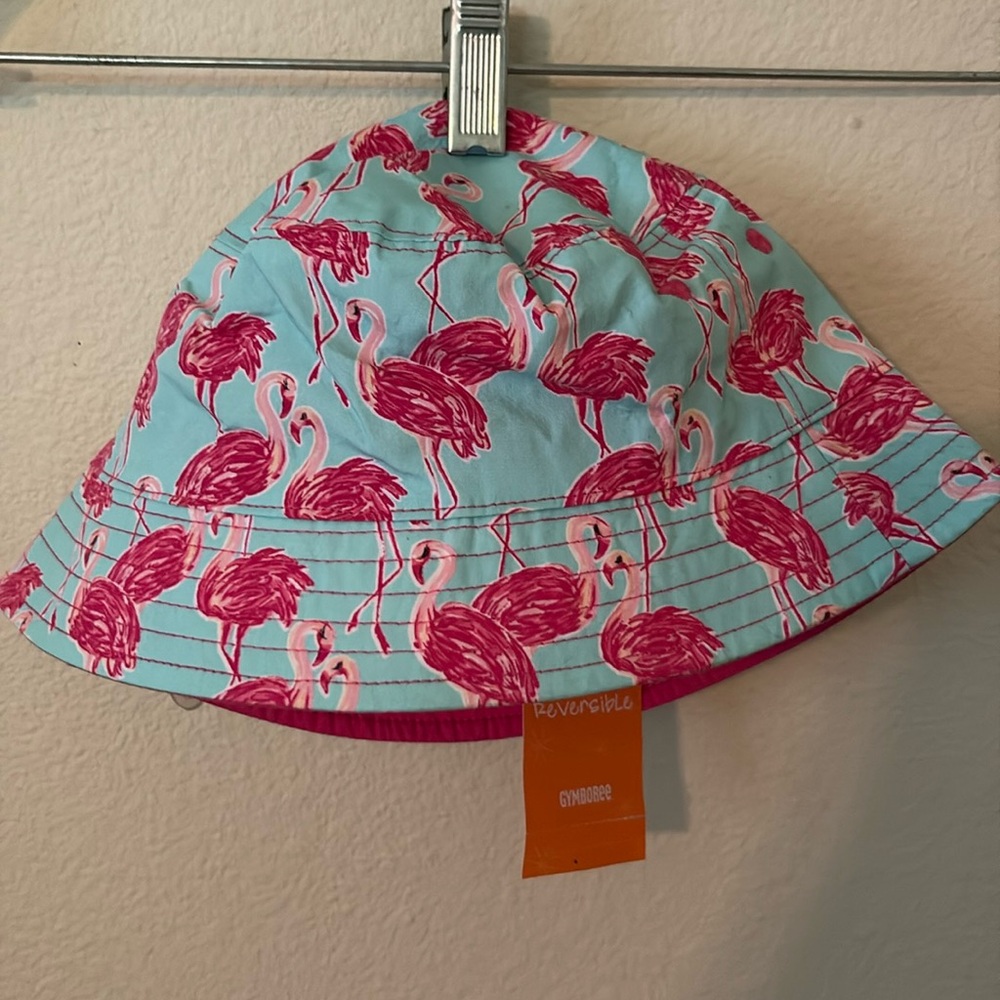 New Gymboree Toddler Sunhat, Flamingos and Solid Pink, Size Large